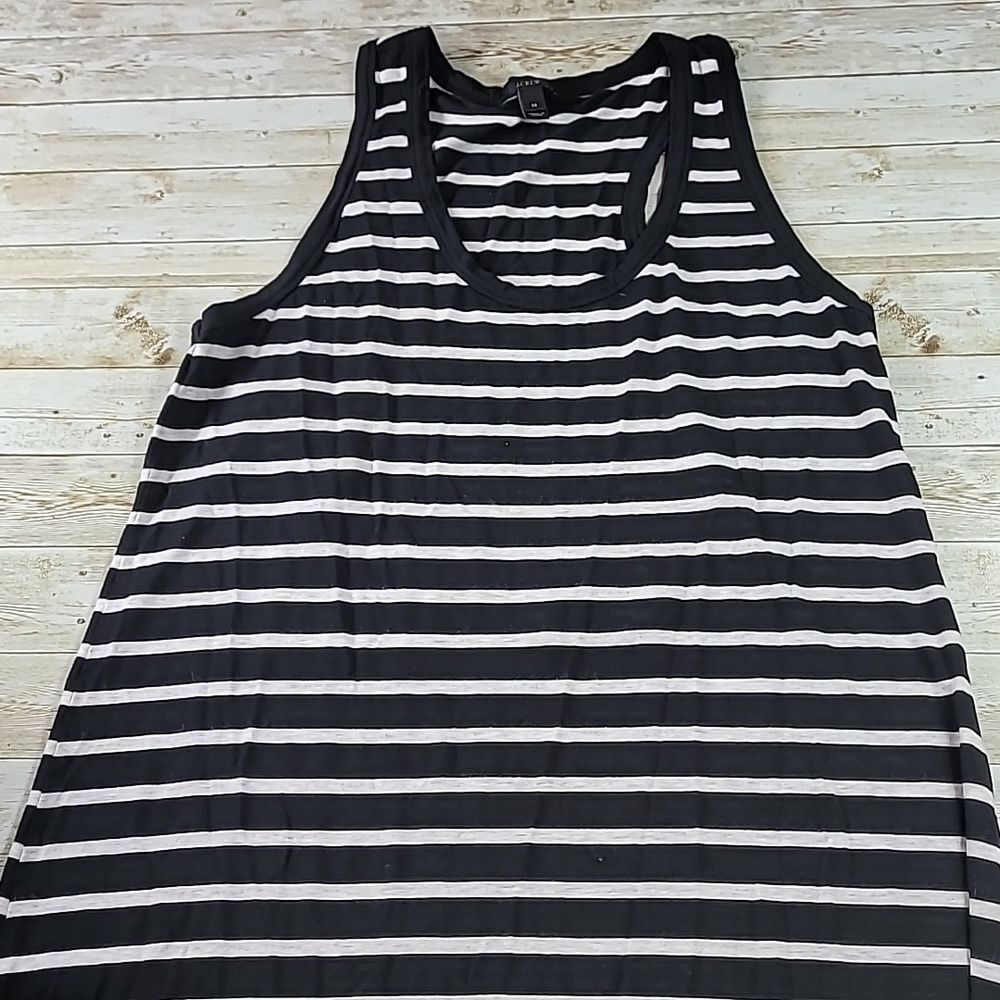 J. Crew Womens Black White Striped Scoop Neck Racerback Maxi Tank Dress Size M - Picture 2 of 8